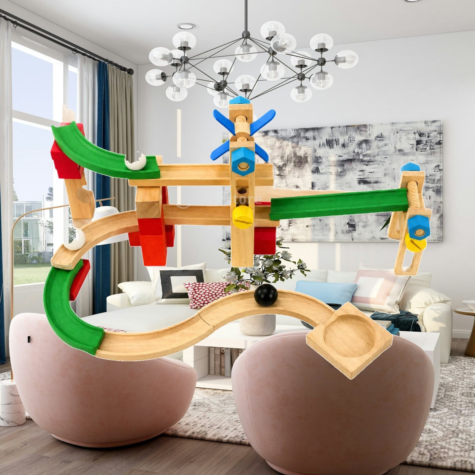 Marble Coaster Set - Drewniana torowa zabawka z kulkami, zestaw