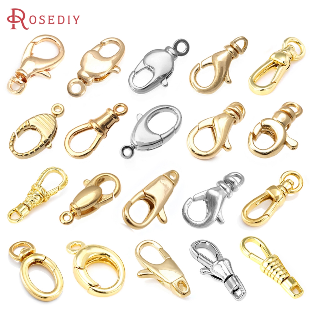 Gold Plated Jewelry - Złote (18K) mosiężne obrotowe zapięcia typu