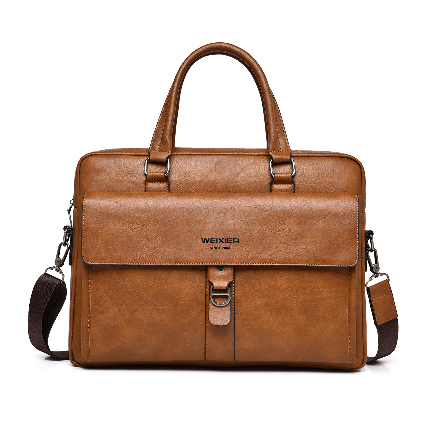 Leather Briefcase - Torba męska vintage z ciemnobrązowej skóry