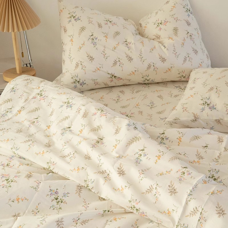 Silk Pillowcase - INS Świeży Pastoralny Kwiatowy Zestaw Pościeli